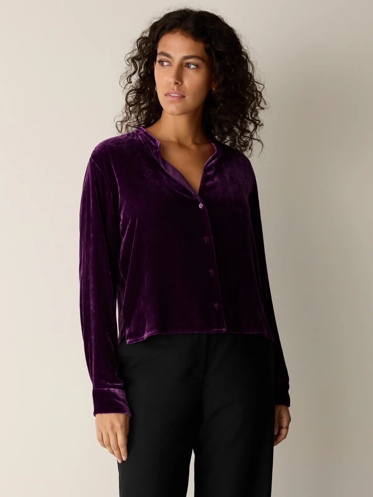 Velvet Band Collar Shirt by EILEEN FISHER