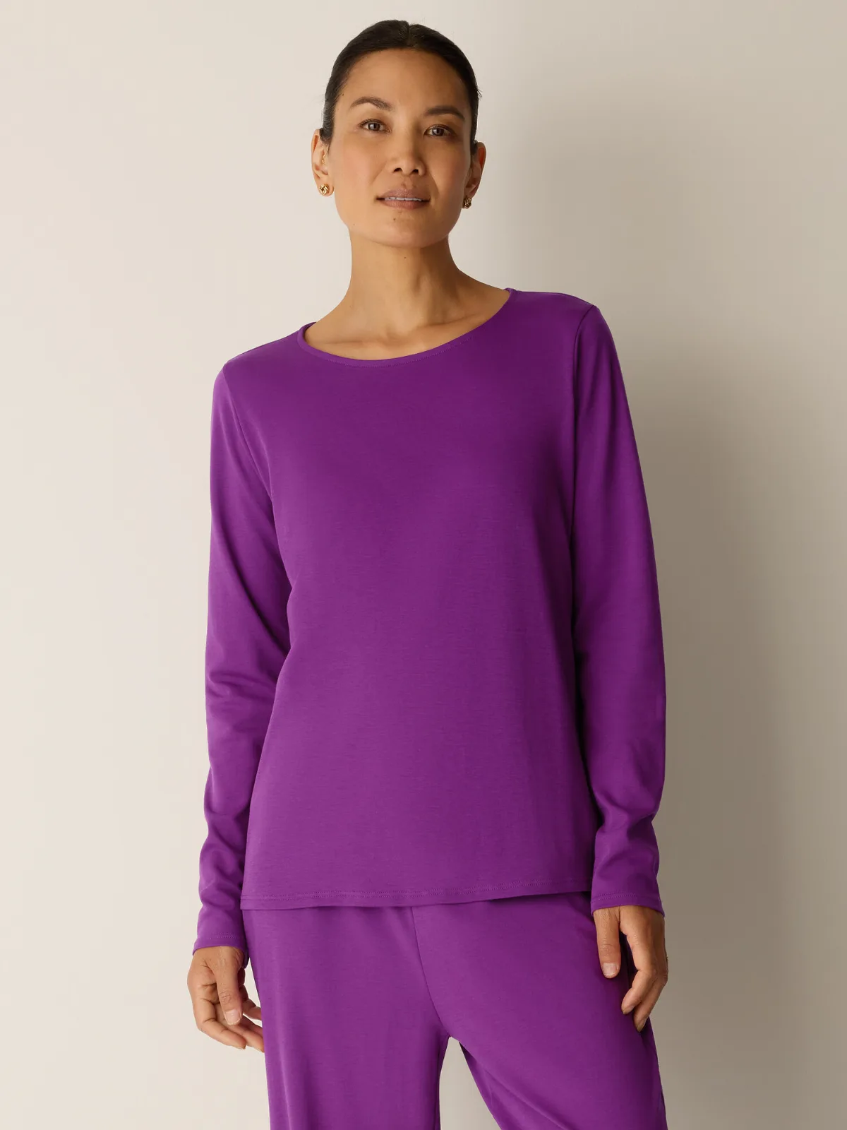 Organic Cotton Interlock Crew Neck Sleep Top by EILEEN FISHER