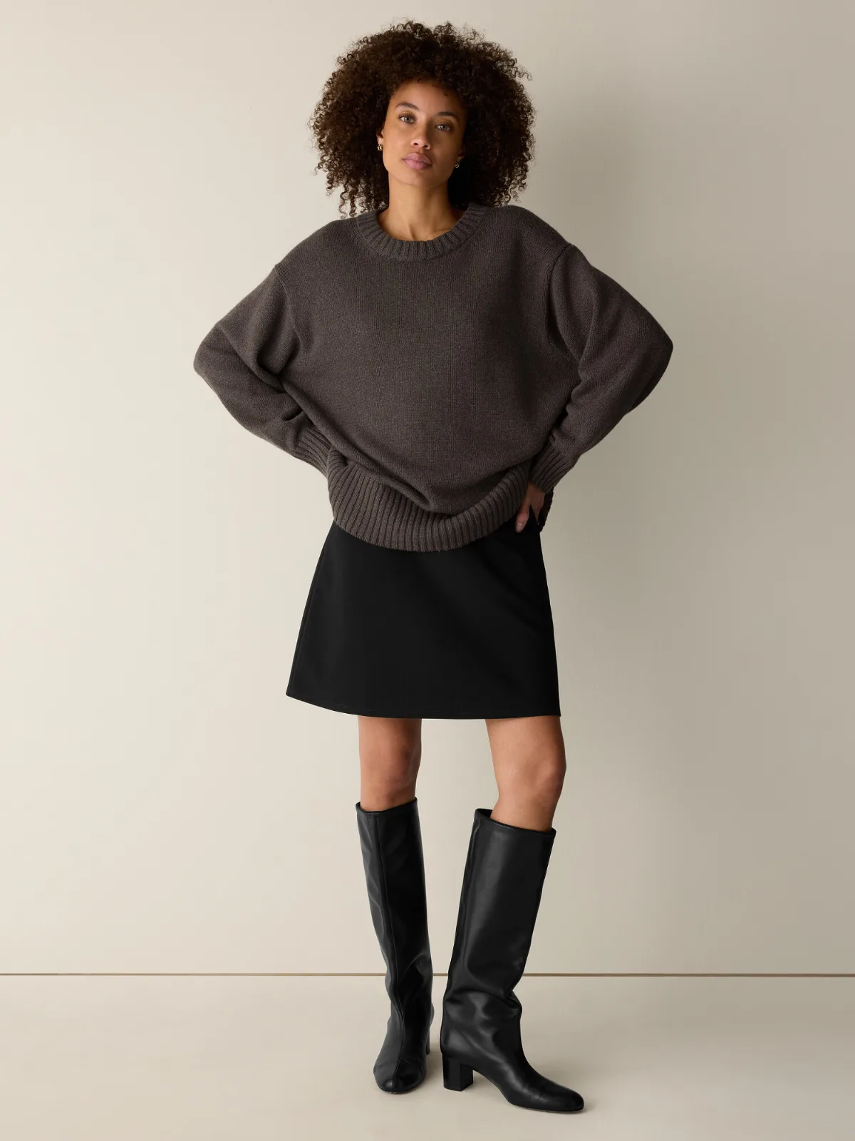 Washable Flex Ponte Flared Mini Skirt by EILEEN FISHER