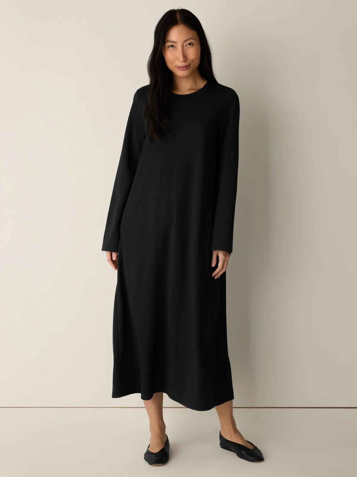 Extra-Fine Ponte Crew Neck Dress by EILEEN FISHER