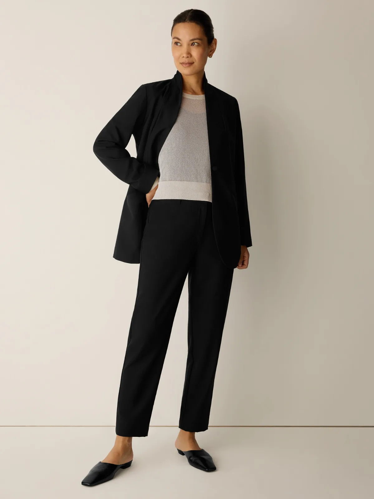 Seasonless Wool Tapered Trouser Pant by EILEEN FISHER