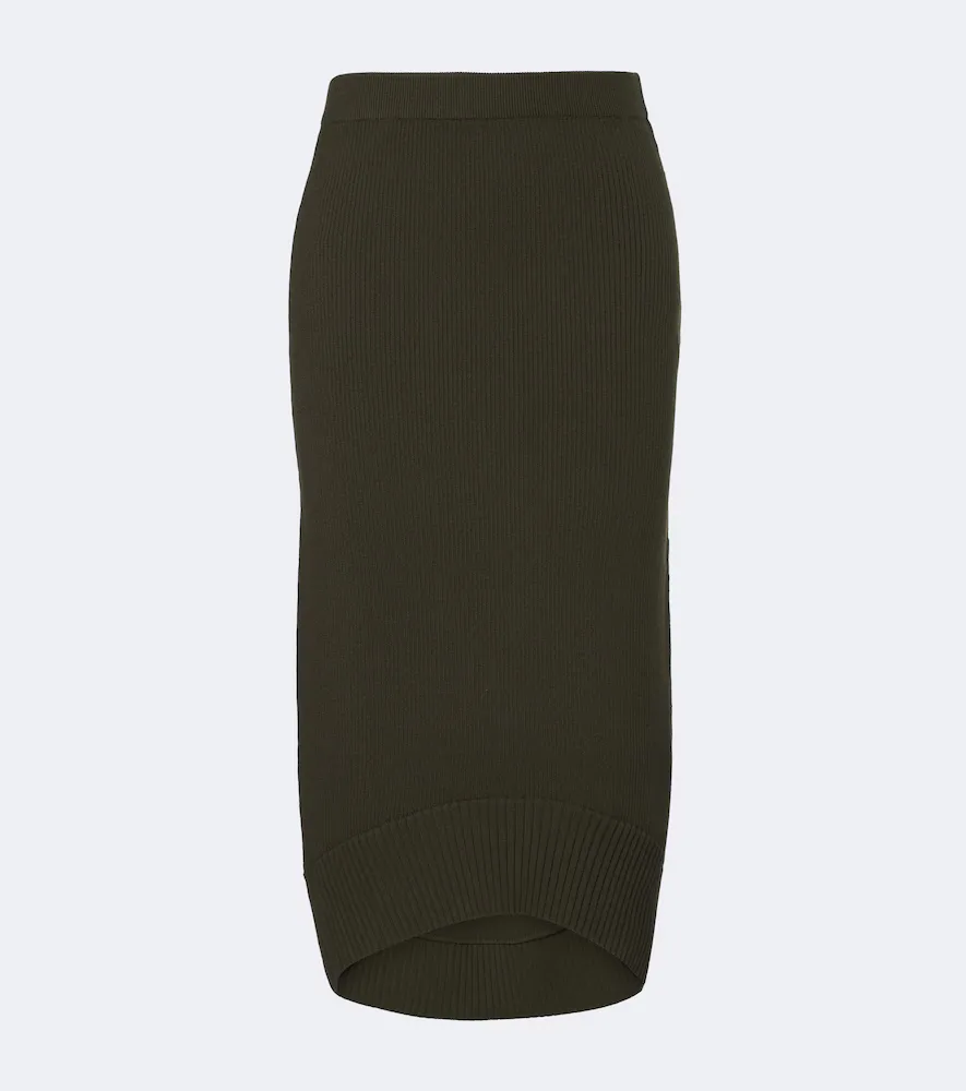 Ribbed-Knit Wool Midi Skirt by Victoria Beckham