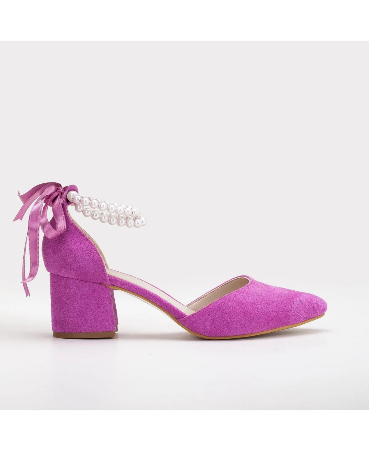 Miranda Low Block Heels with Pearls by Forever & Always Shoes