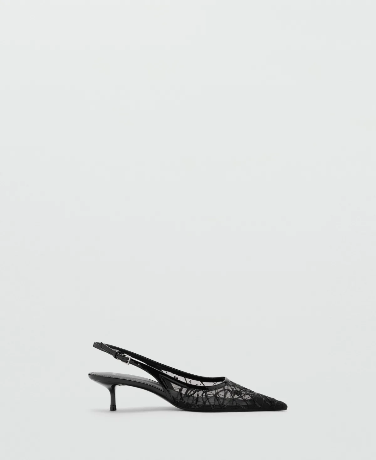Kitten-Heel Sequins Embroidered Shoes by Mango