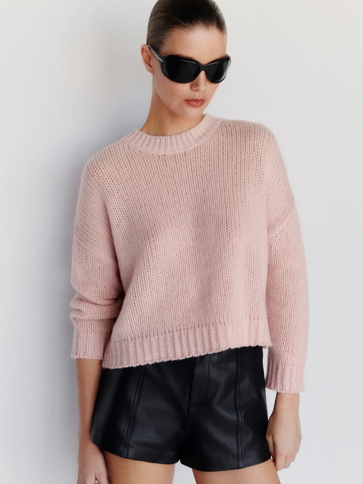 Cleo Cashmere Cropped Crew Sweater by Reformation