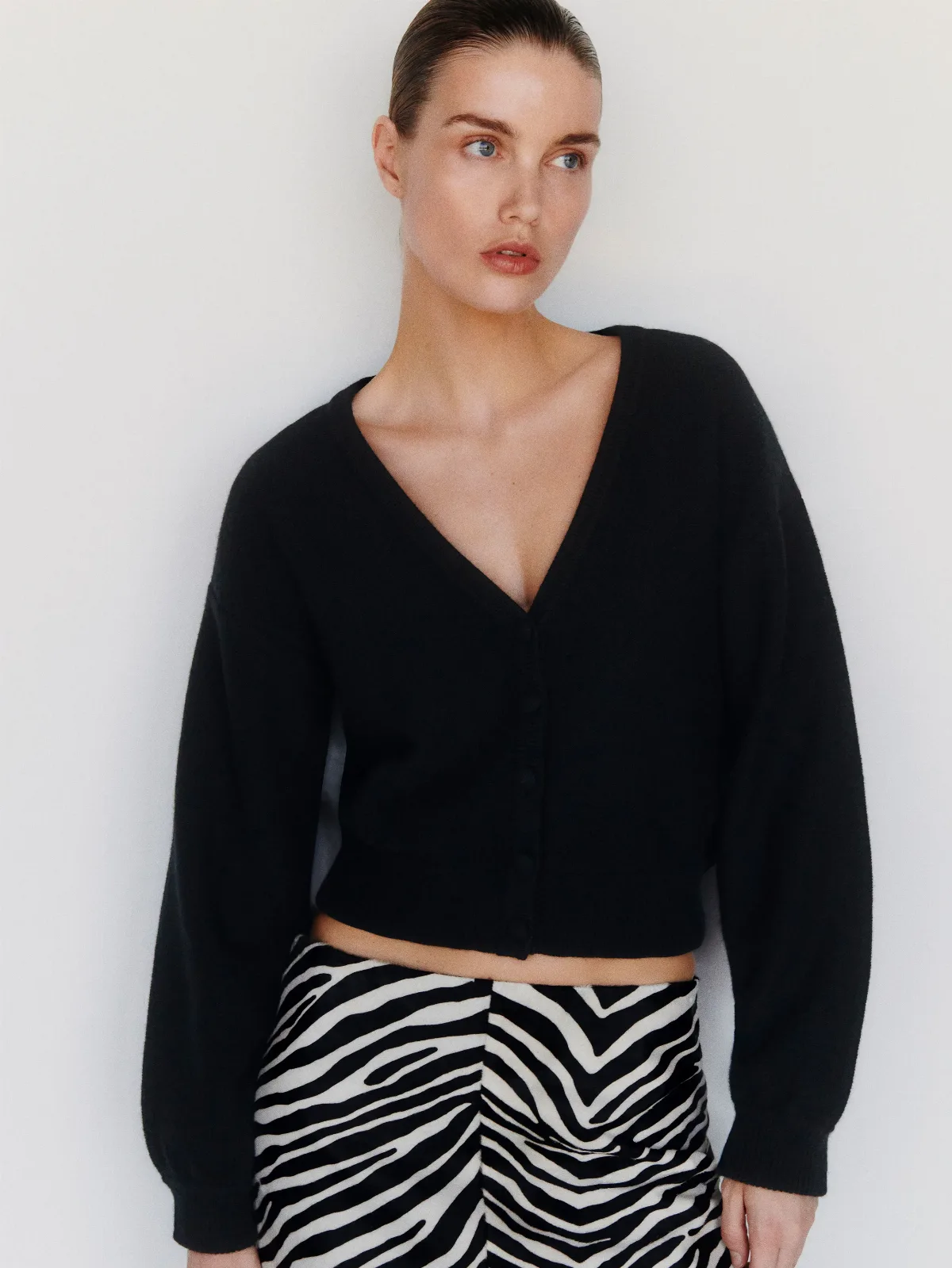 Sloane Regenerative Wool Cropped V-Neck Cardigan by Reformation