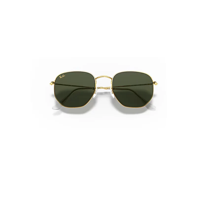 Hexagonal Sunglasses Gold Frame Green Lenses by Ray-Ban