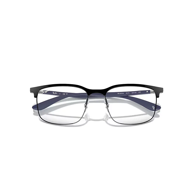 Rb6518 Optics Eyeglasses Sand Blue Frame Clear Lenses Polarized by Ray-Ban