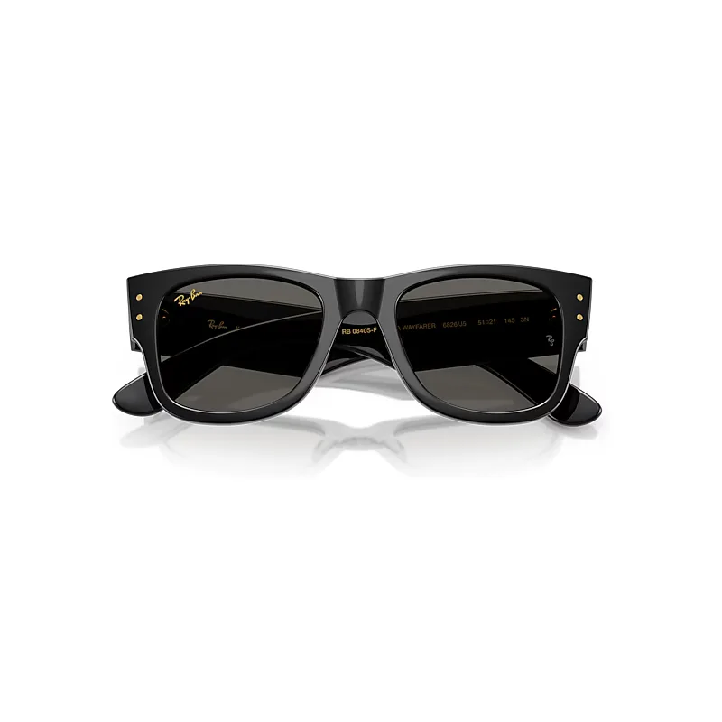 Mega Wayfarer Blacked Out Collection Sunglasses Black Frame Black Lenses by Ray-Ban