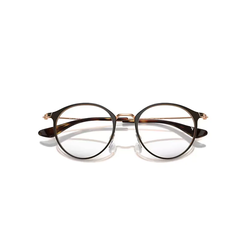 Rb1053 Optics Eyeglasses Brown on Rose Gold Frame Clear Lenses Polarized by Ray-Ban
