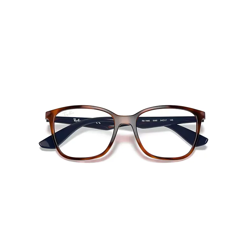 Rb7066 Optics Eyeglasses Blue Frame Clear Lenses Polarized by Ray-Ban