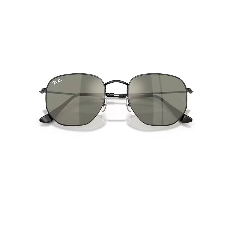 Hexagonal Flat Lenses Sunglasses Black Frame Brown Lenses by Ray-Ban