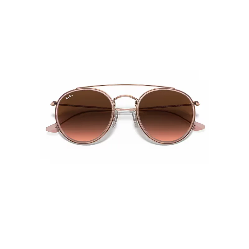 Round Double Bridge Sunglasses Brown Lenses by Ray-Ban