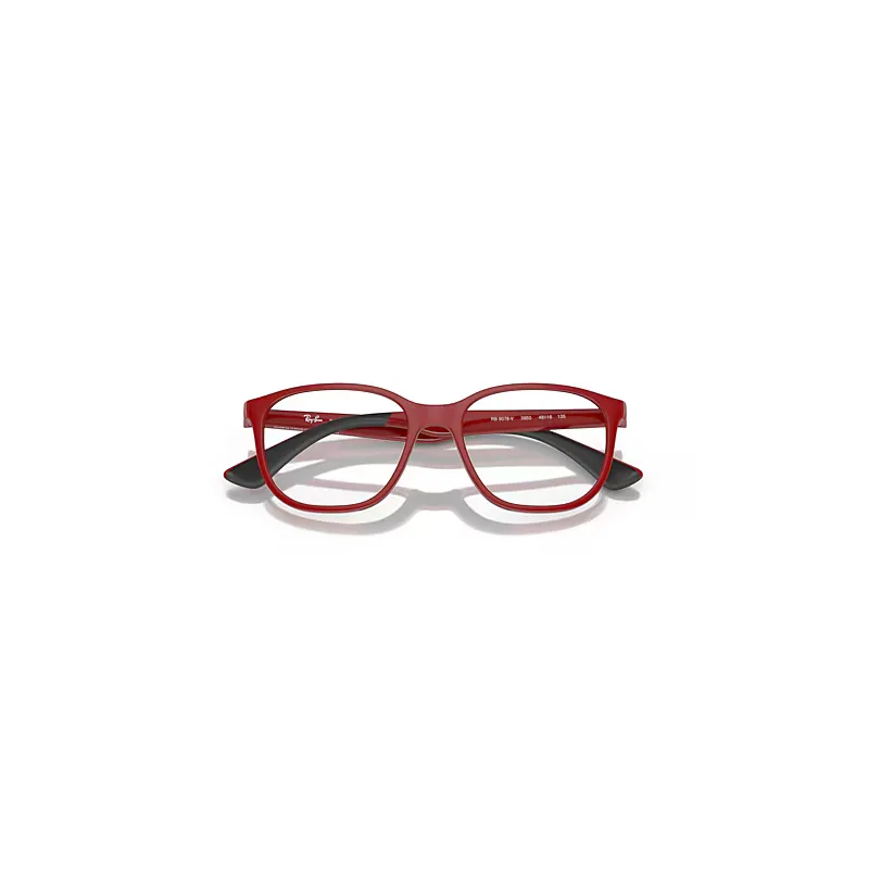 Rb9078v Optics Bio-Based Eyeglasses Red on Black Frame Clear Lenses Polarized by Ray-Ban