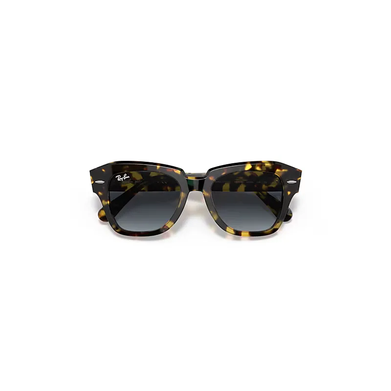 State Street Fleck Sunglasses Yellow Havana Frame Blue Lenses by Ray-Ban