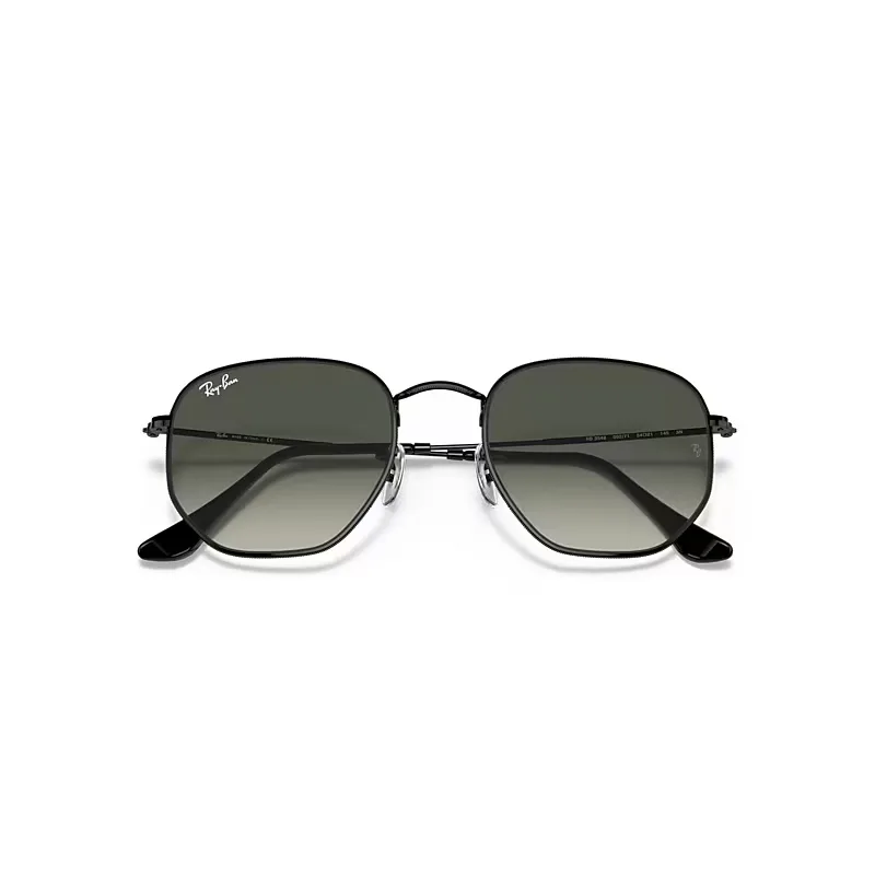 Hexagonal Sunglasses Black Frame Grey Lenses by Ray-Ban