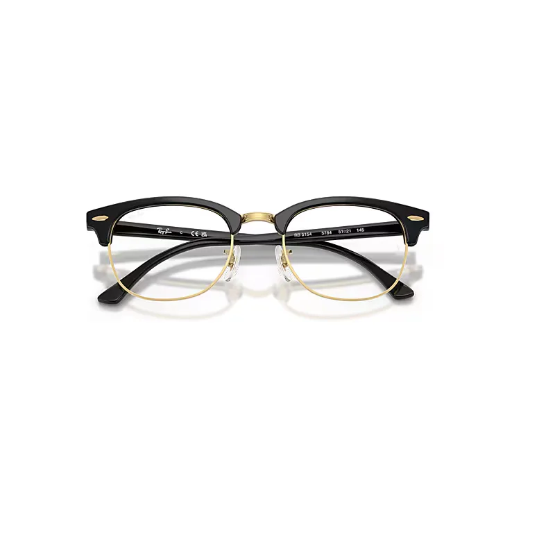 Clubmaster Optics Eyeglasses Black Frame Clear Lenses Polarized by Ray-Ban