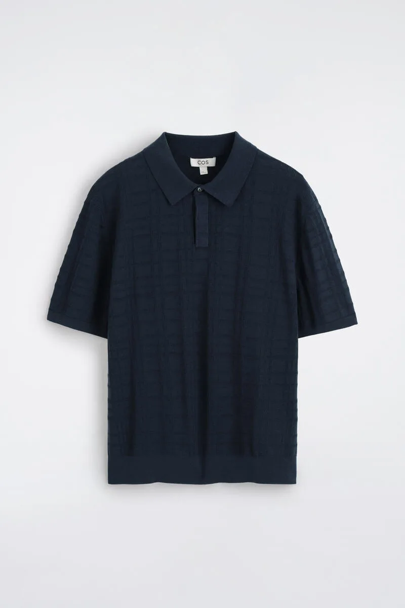 Checked Jacquard-Knit Polo Shirt by COS