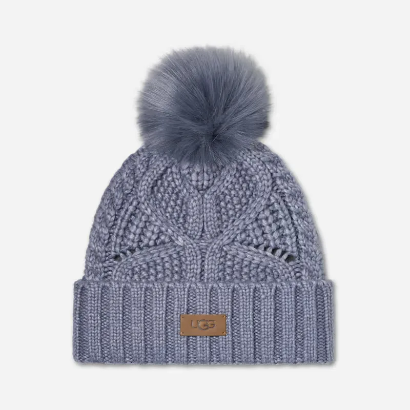 Cable Beanie with Pom Knit/Faux Fur by UGG