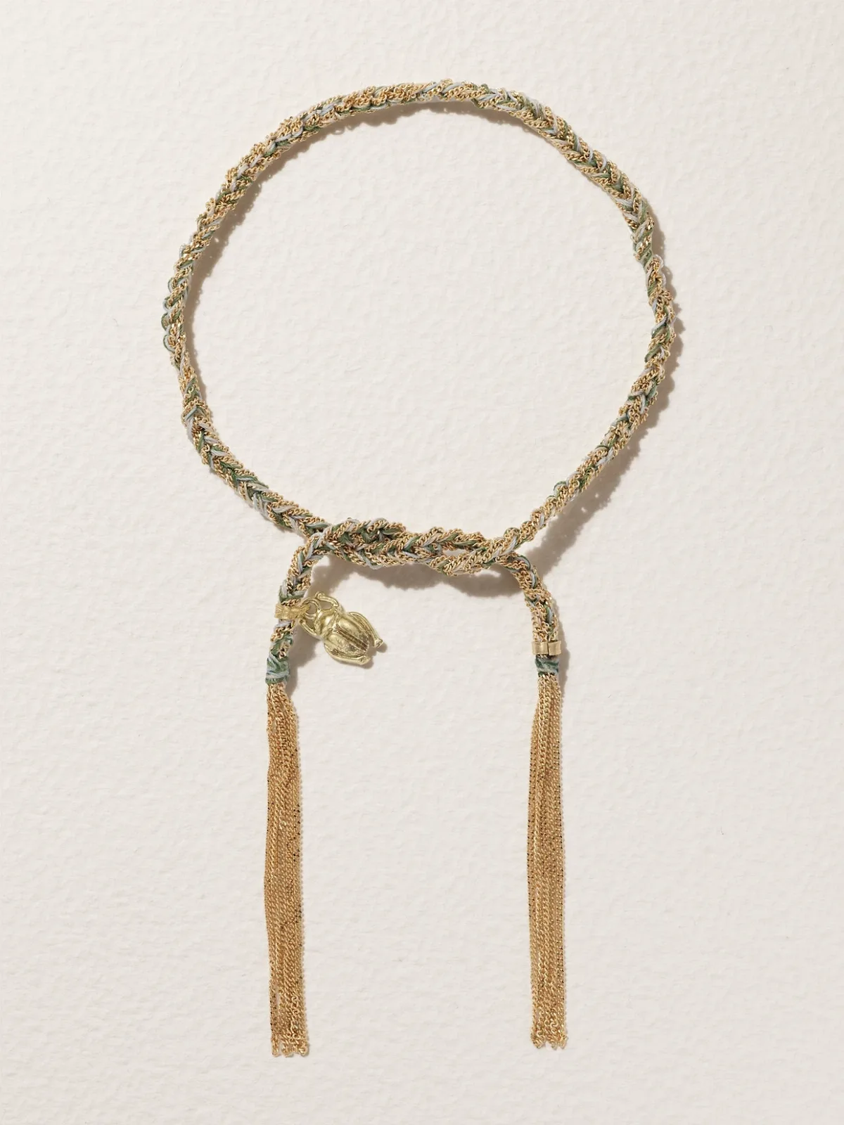 Lucky Strength + Scarab 18-Karat Gold and Silk Bracelet by Carolina Bucci