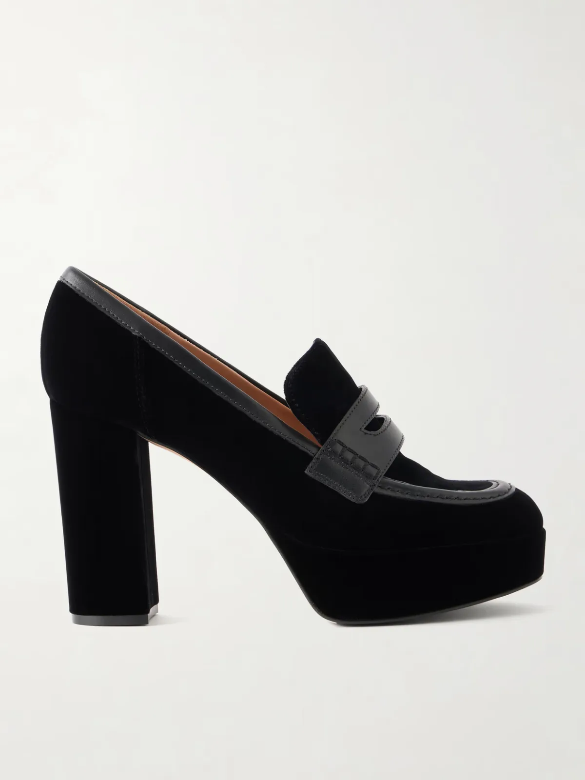 Hadden 70 Leather-Trimmed Velvet Pumps by Gianvito Rossi