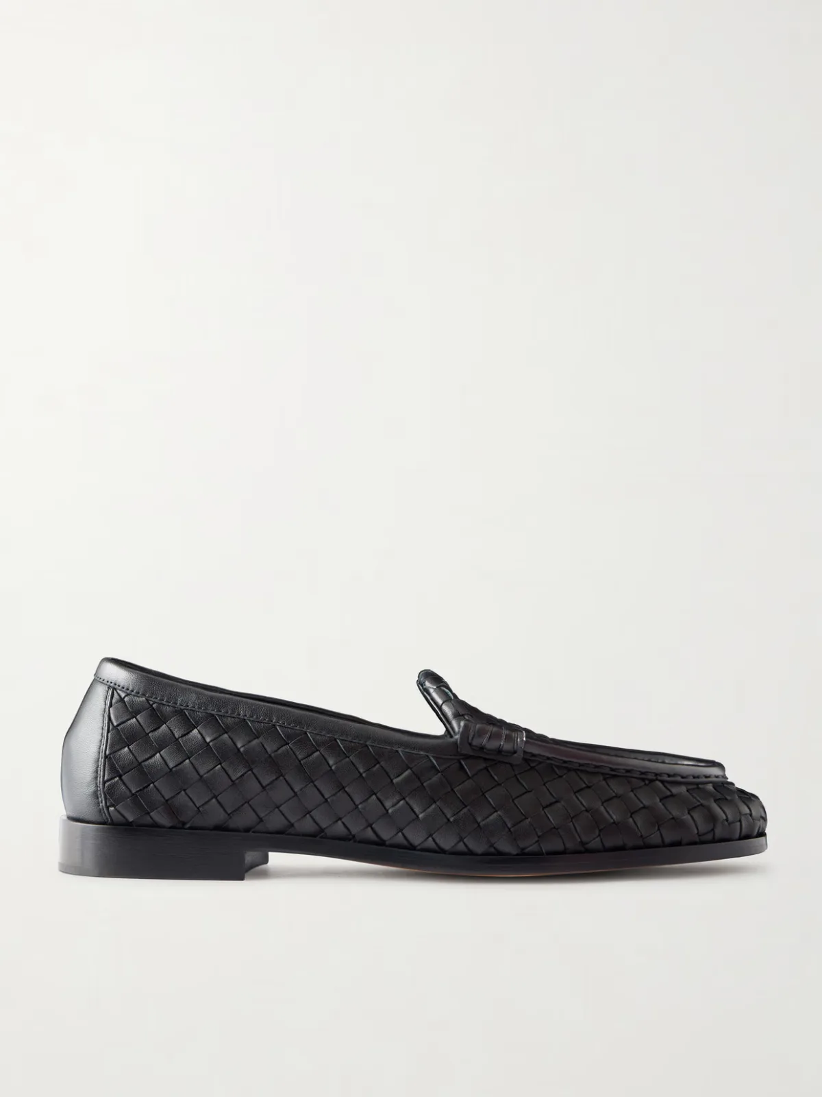 Silenzio Intrecciato Leather Loafers by Bottega Veneta
