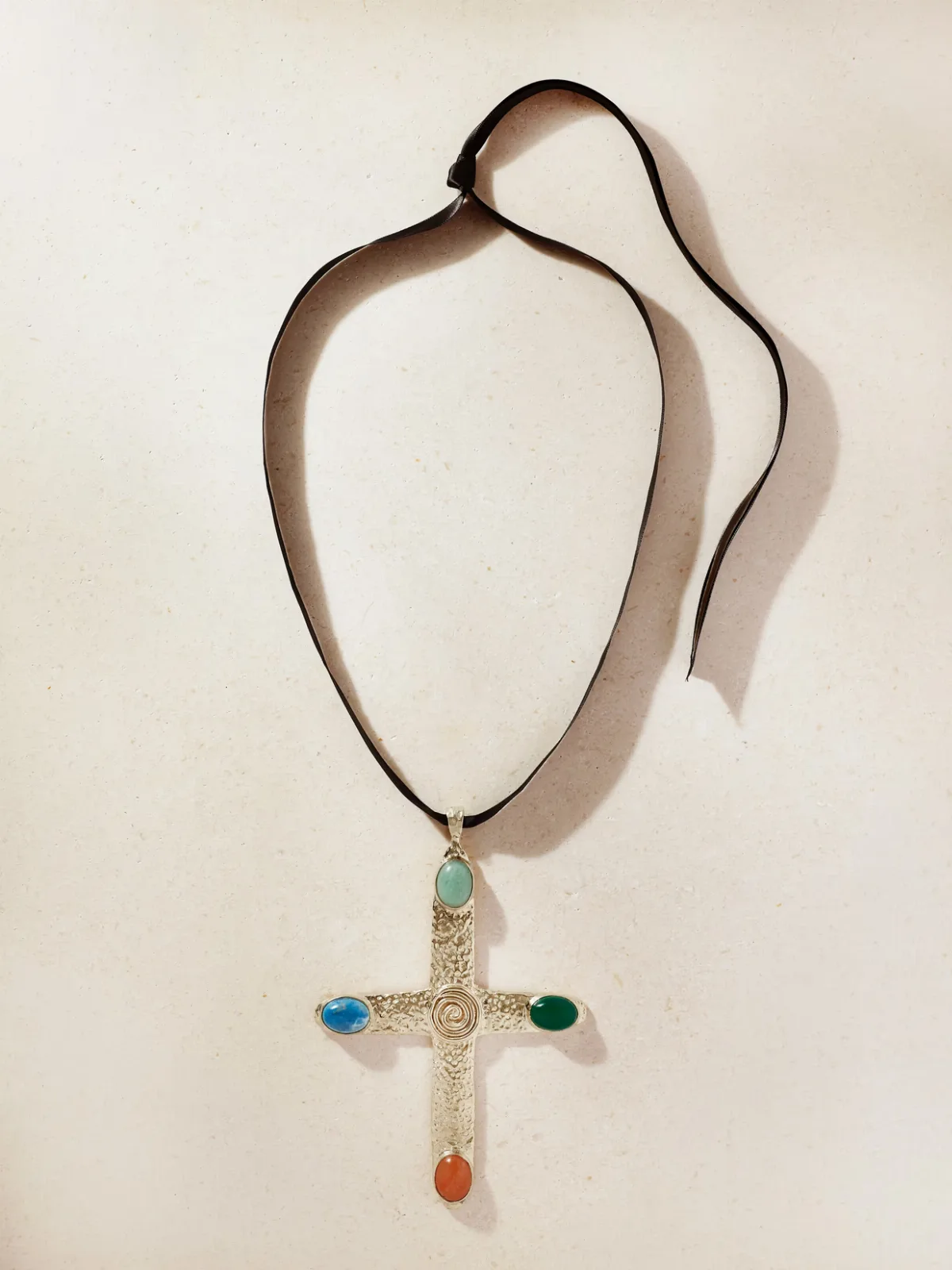 Mila Cross Gold-Plated and Multi-Stone Necklace by Juju Vera