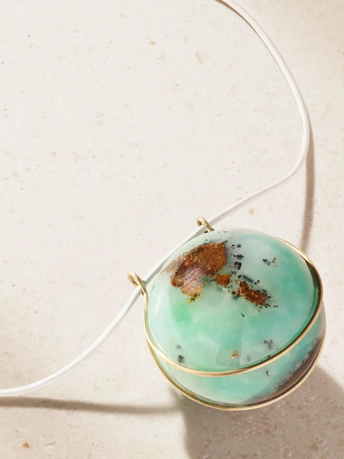 18-Karat Gold, Chrysoprase and Leather Necklace by Marisa Klass