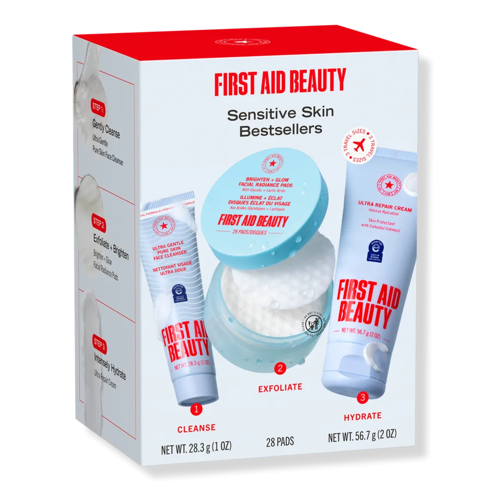Sensitive Skin Bestsellers - Skincare Routine Travel Set by First Aid Beauty