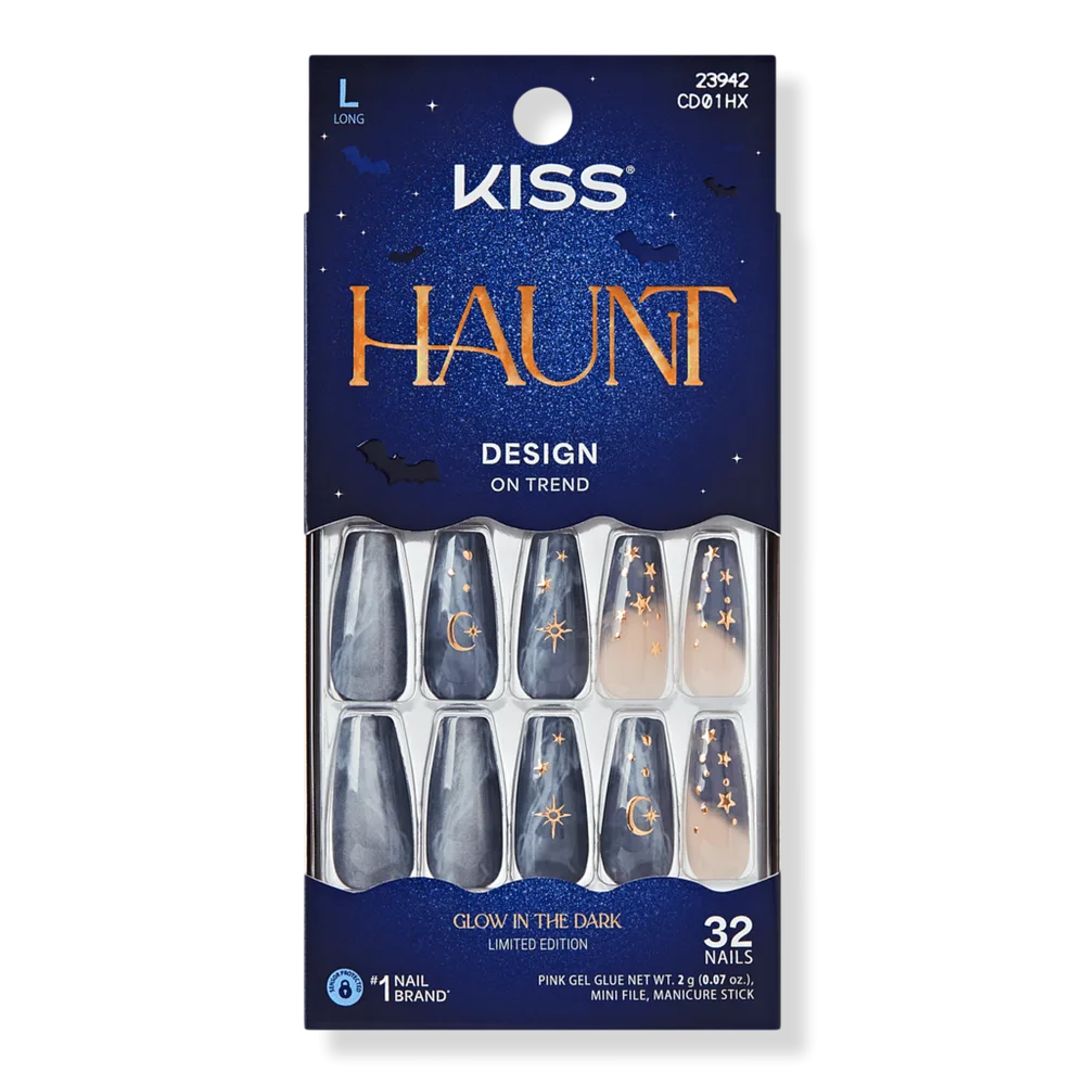 Core Design Long Coffin Press on Nails, Spooky Tips by Kiss