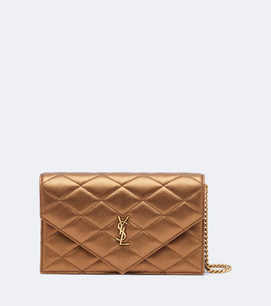 Paris Metallic Leather Wallet on Chain by Saint Laurent