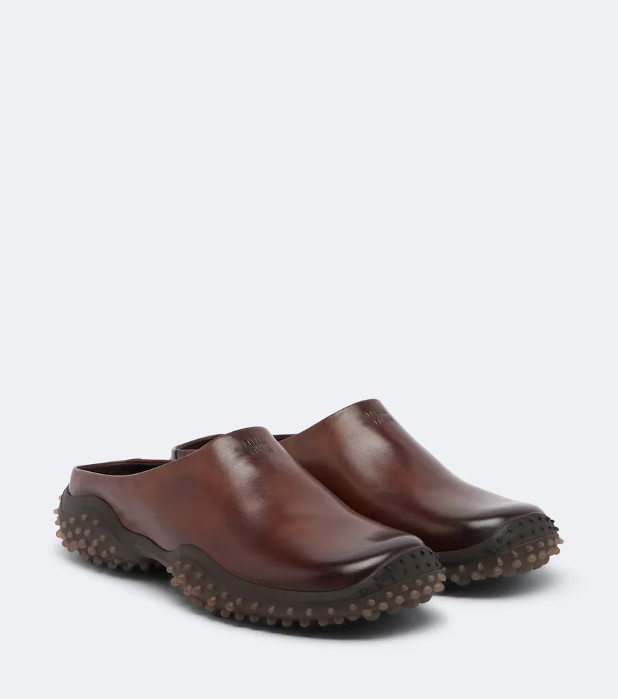 Leather Mules by Miu Miu