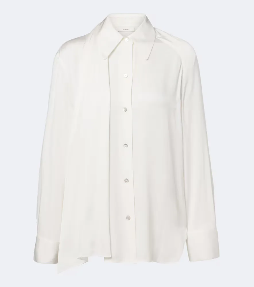 Draped Silk-Blend Satin Blouse by Vince