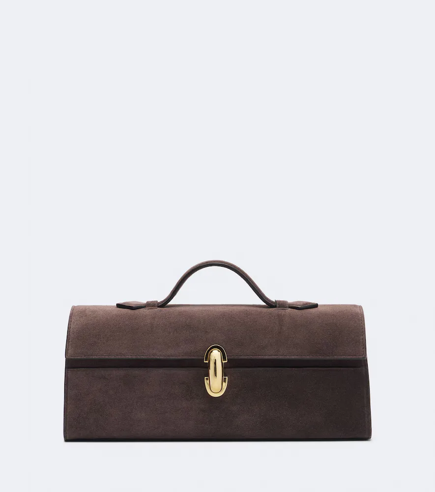 Symmetry Slim Suede Top-Handle Bag by Savette