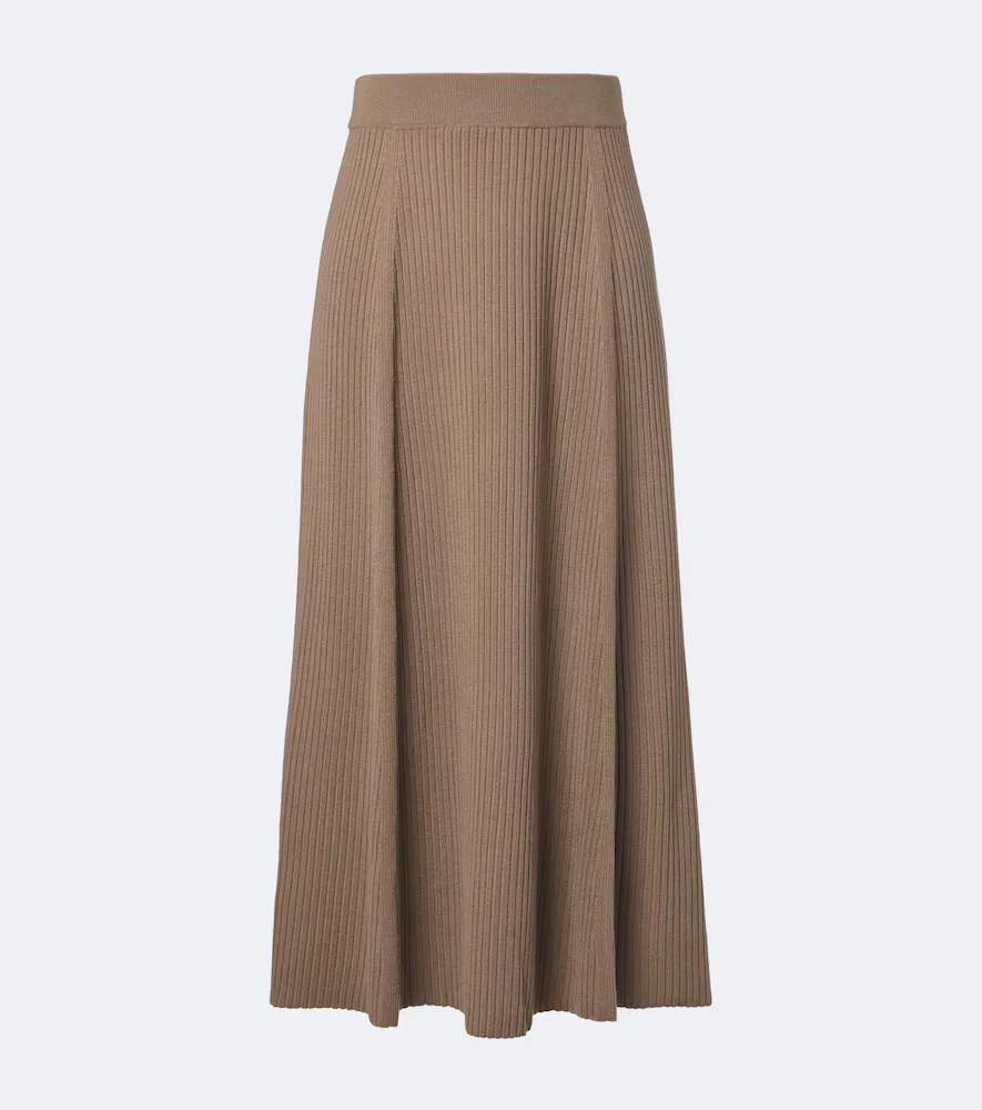 Hallie Ribbed-Knit Wool-Blend Midi Skirt by Joseph