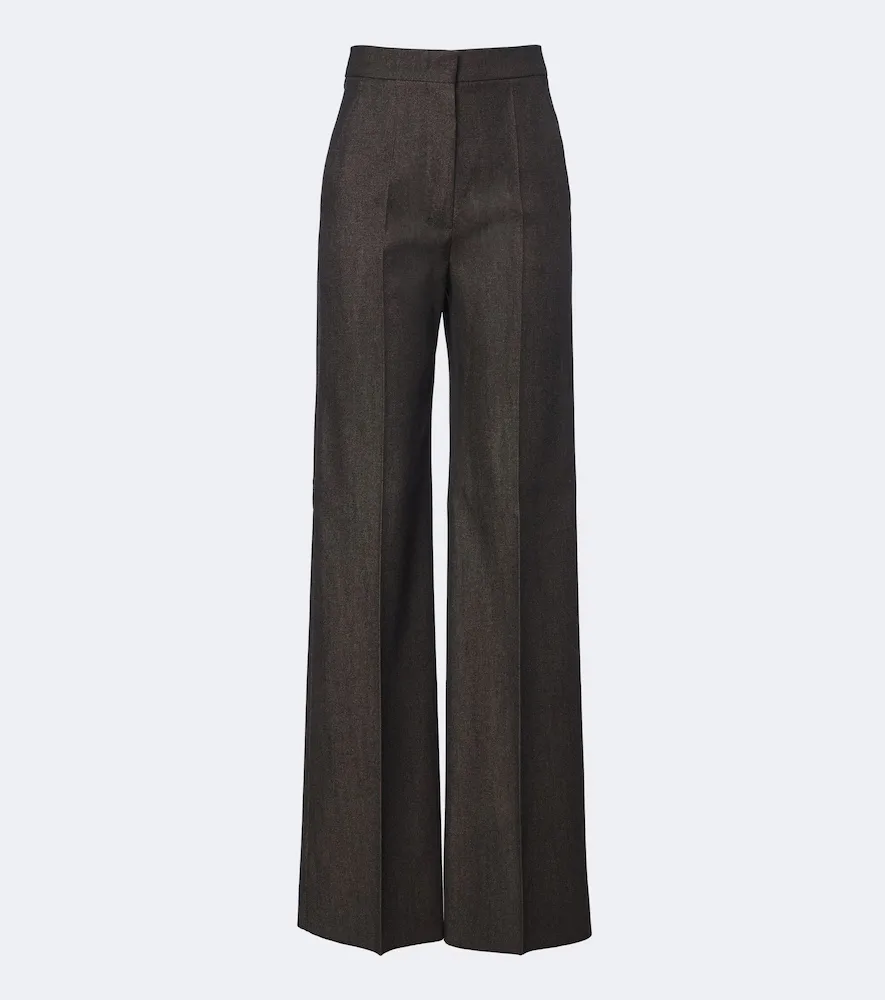 Virgin Wool Wide Leg Pants by Max Mara
