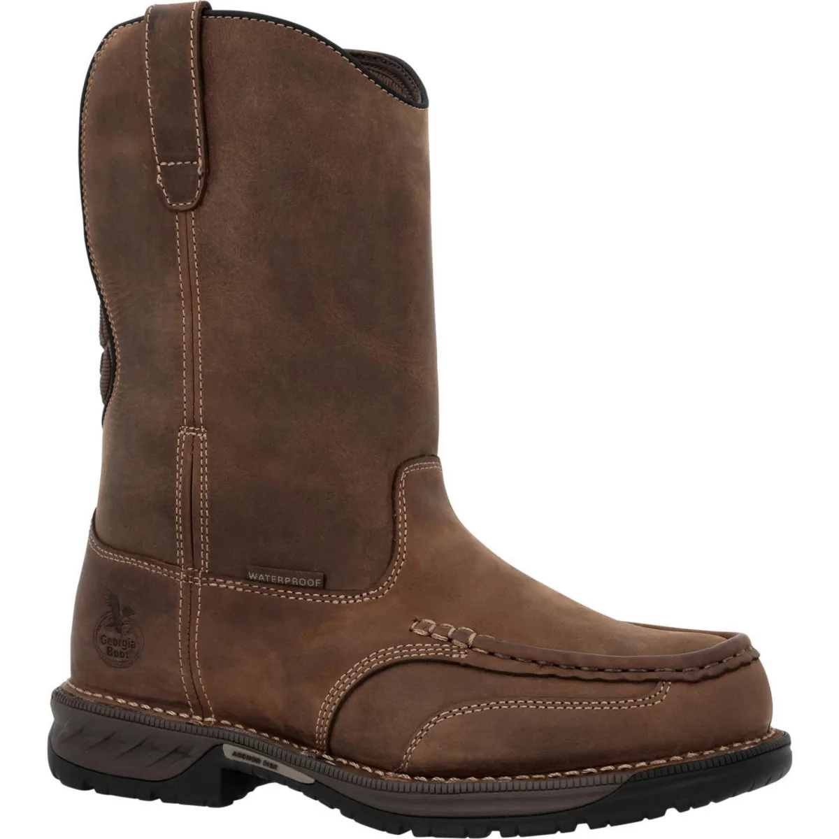 Athens 360 11" Pull-On Waterproof Moc-Toe Nano Composite Toe Work Boot by Georgia Boot