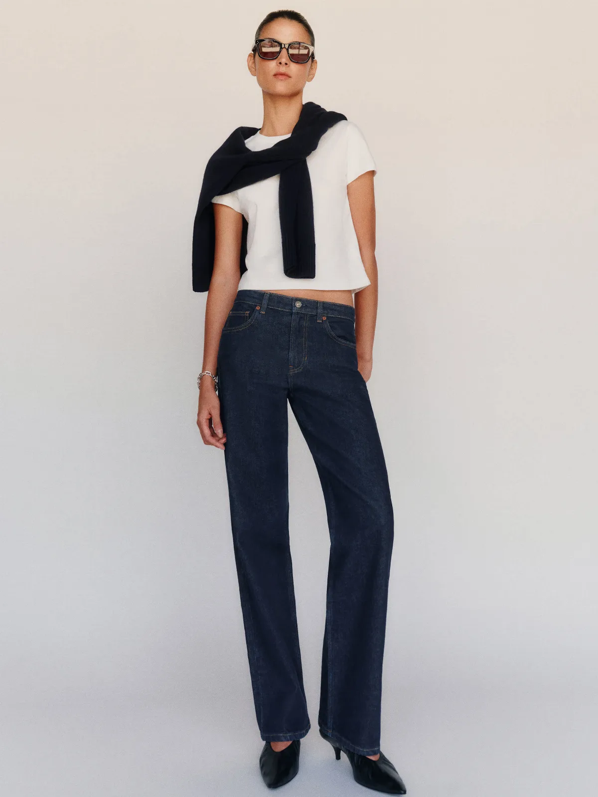 Miles Stretch Mid Rise Straight Short Leg Jeans