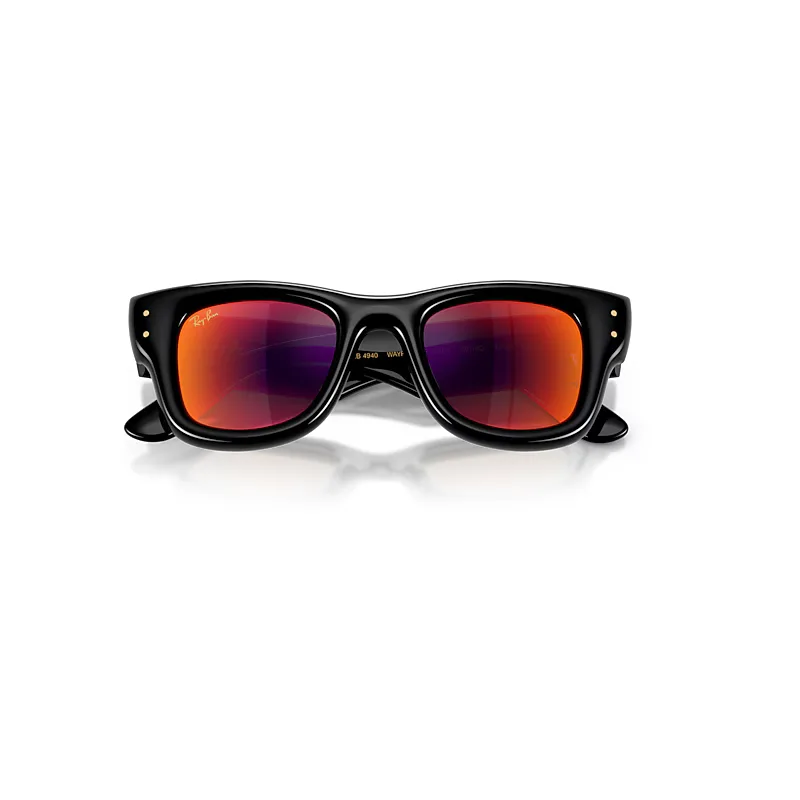 Wayfarer Puffer Sunglasses Black Frame Brown Lenses by Ray-Ban