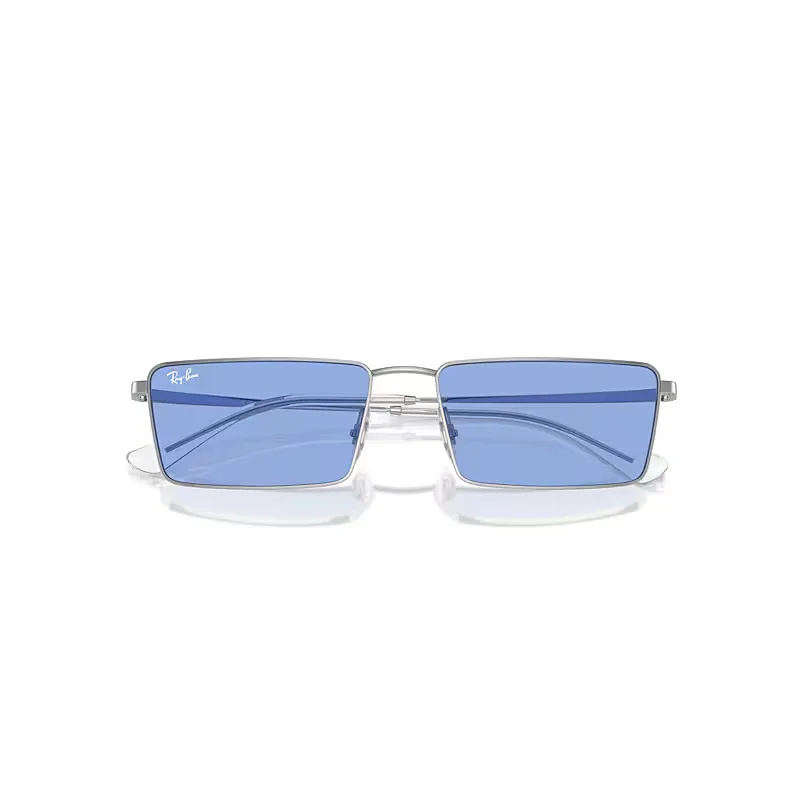 Emy Bio-Based Sunglasses Silver Frame Blue Lenses by Ray-Ban
