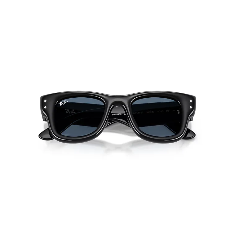 Wayfarer Puffer Crystal Edition Sunglasses Black Frame Blue Lenses by Ray-Ban