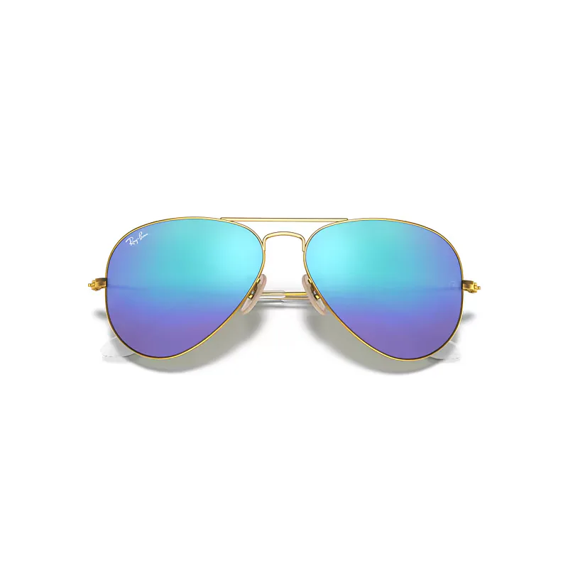 Aviator Flash Lenses Sunglasses Gold Frame Blue Lenses by Ray-Ban