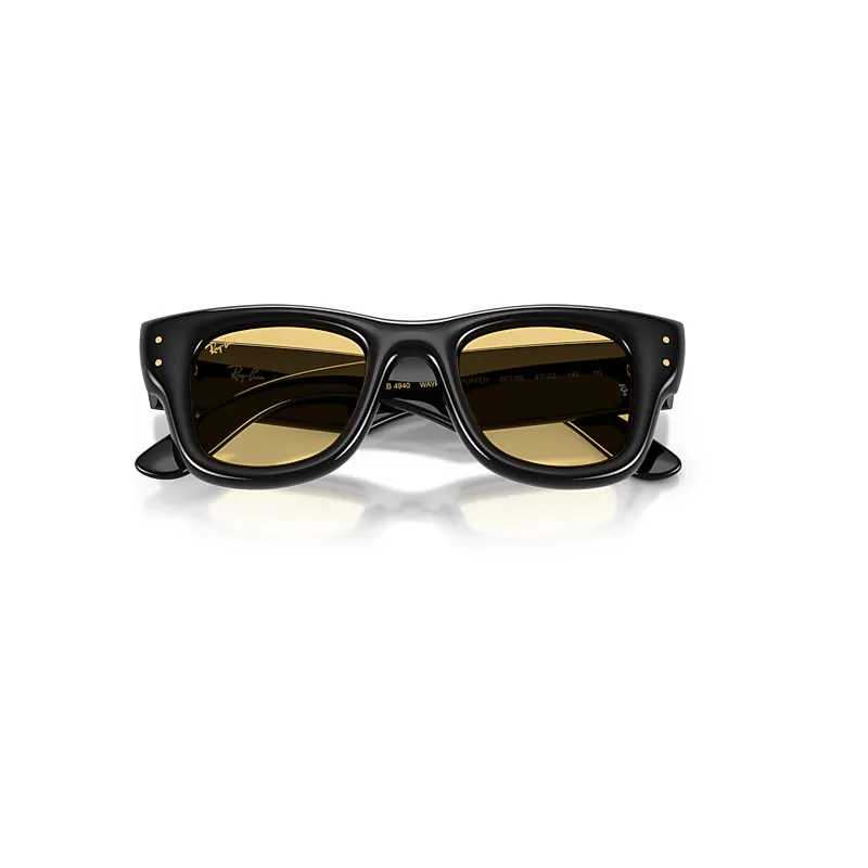 Wayfarer Puffer Sunglasses Black Frame Yellow Lenses by Ray-Ban