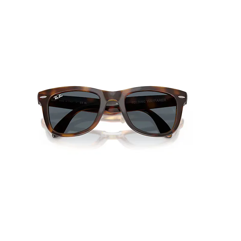 Wayfarer Folding Classic Sunglasses Havana Frame Blue Lenses by Ray-Ban