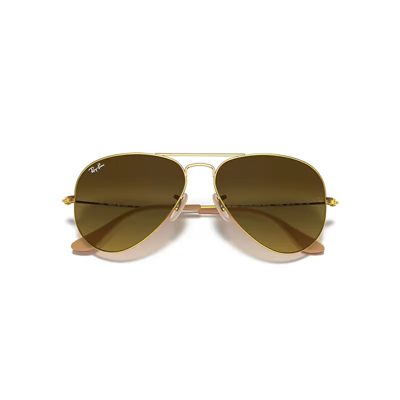 Aviator Gradient Sunglasses Gold Frame Brown Lenses by Ray-Ban