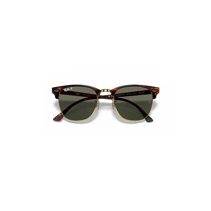 Clubmaster Classic Sunglasses Tortoise on Gold Frame Green Lenses Polarized