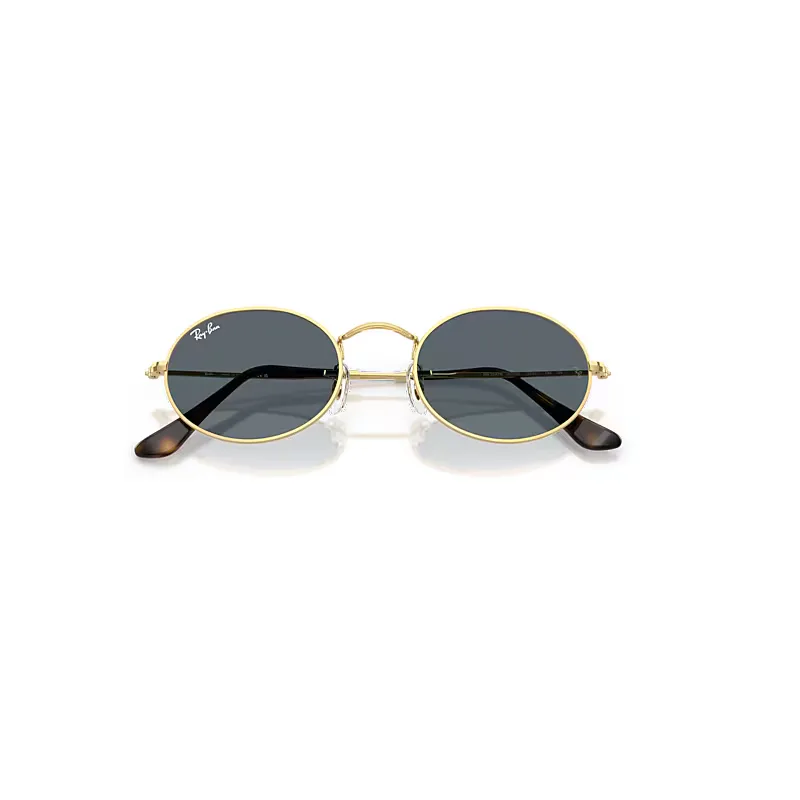 Oval Flat Lenses Sunglasses Arista Gold Frame Blue Lenses by Ray-Ban