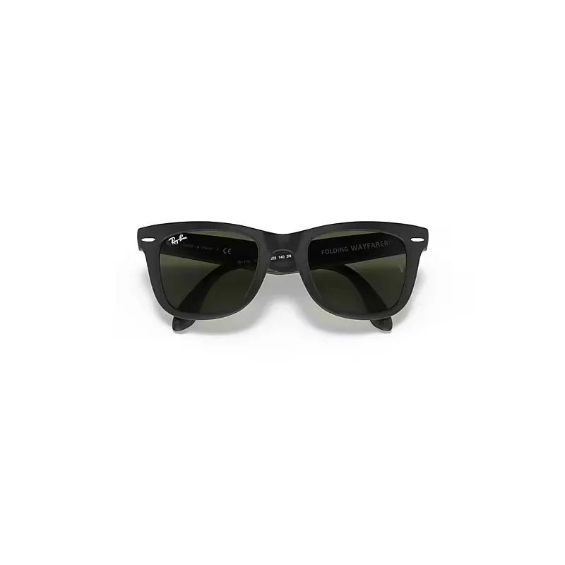 Wayfarer Folding Classic Sunglasses Black Frame Green Lenses by Ray-Ban