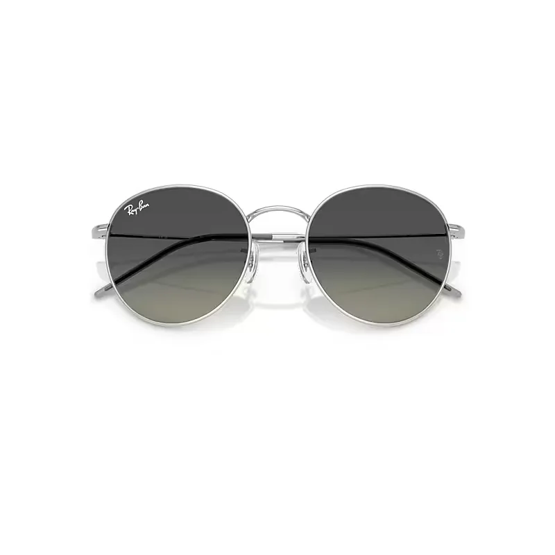 Round Reverse Sunglasses Silver Frame Grey Lenses by Ray-Ban