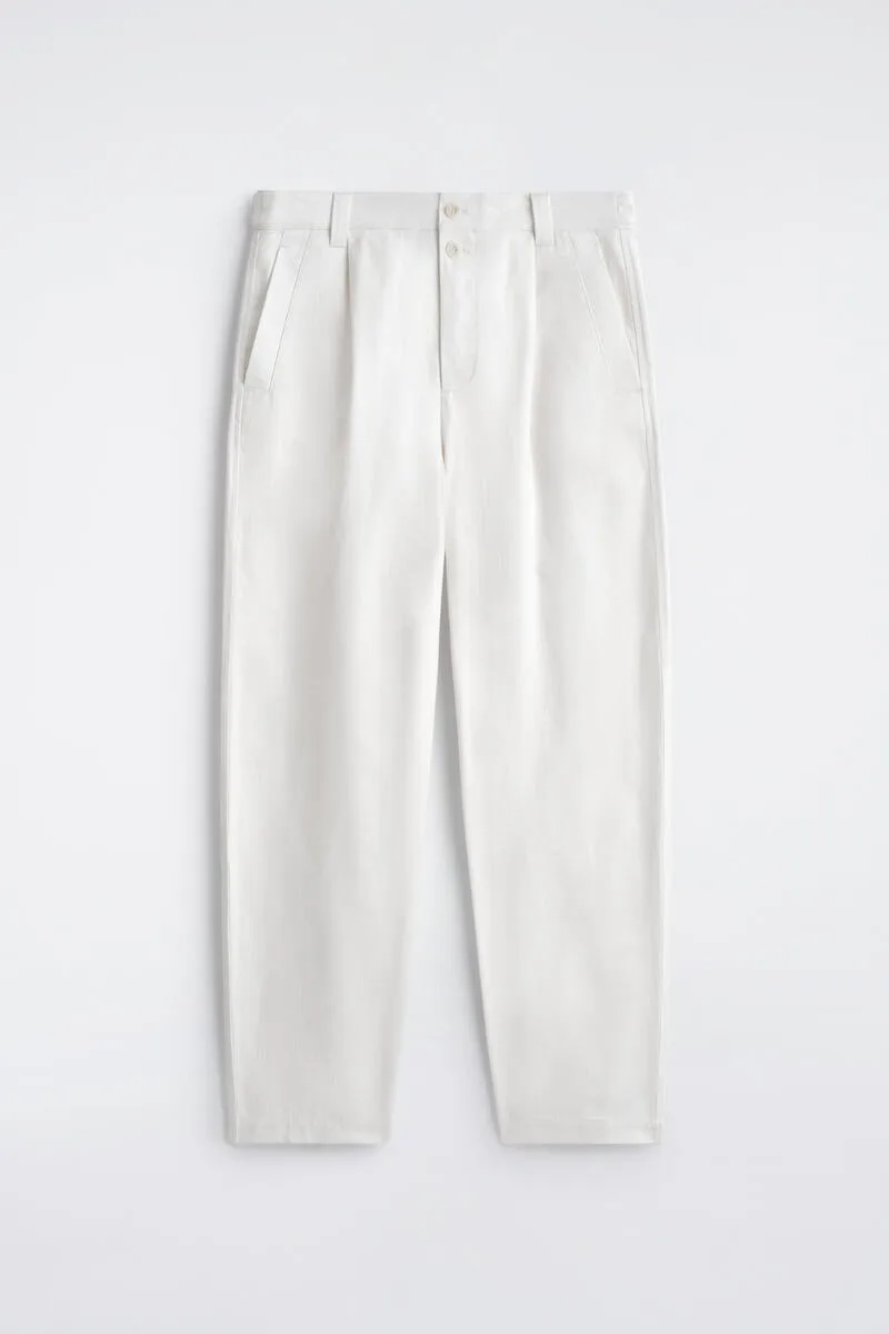 Denim-Herringbone Relaxed-Fit Tapered Pants by COS
